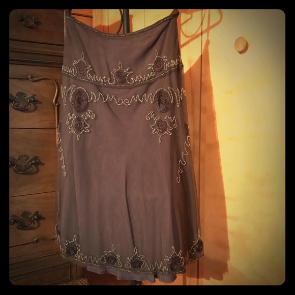 French Connection Dresses & Skirts - French Connection Eggplant Beaded Midi Skirt EUC